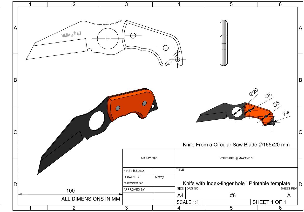 DIY spyderco knife PDF template