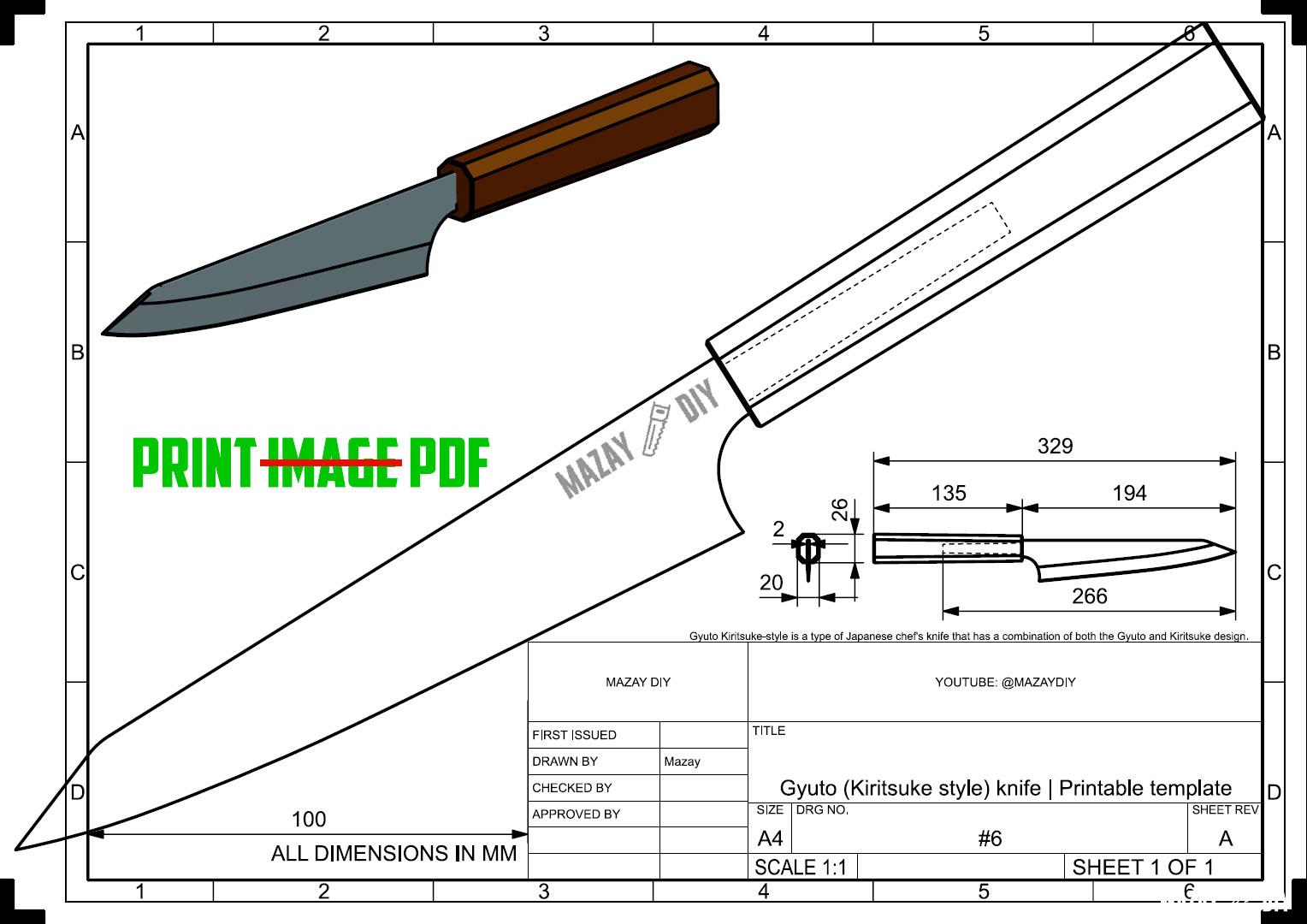 How to Make a Gyuto Knife - Free PDF Template and 3D model new-3-pcs-resin-handle-67-layers-damascus-kiritsuke-chef-paring-utility-knife-japanese-multifunctional-kitchen-knives-set-alibaba-com