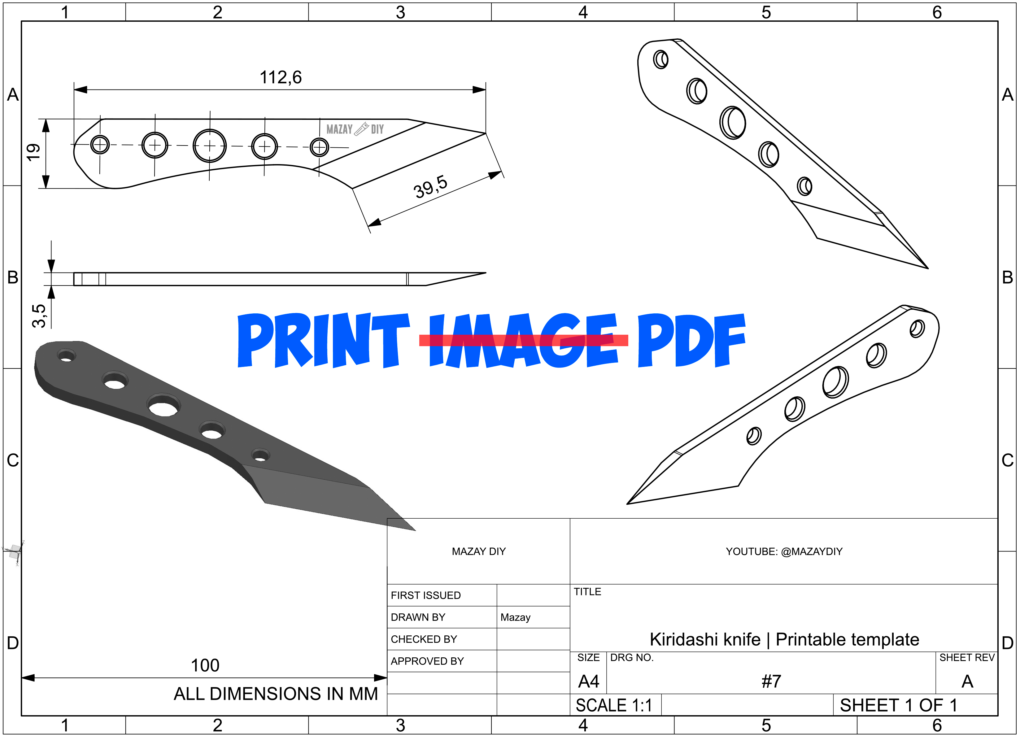 STL file kiridashi, japanese bonsai knife 🔪・Model to download