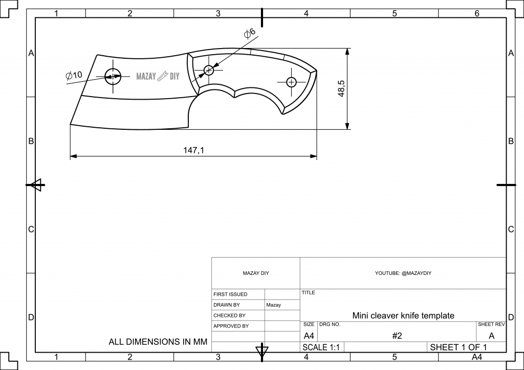 DIY Mini Cleaver Knife — Free PDF Template and 3D model