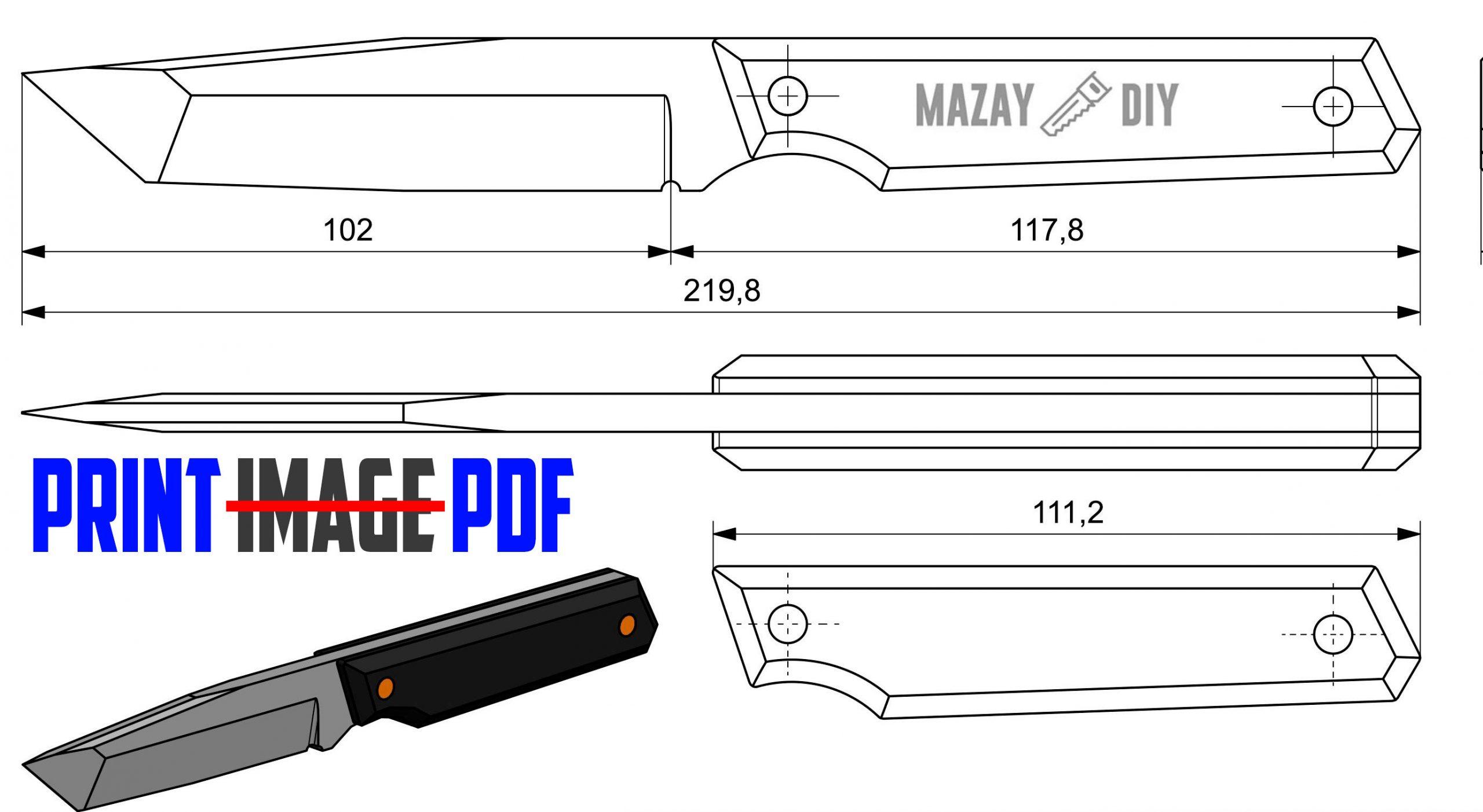 How to Make a Tanto Knife Free PDF Template and 3D model